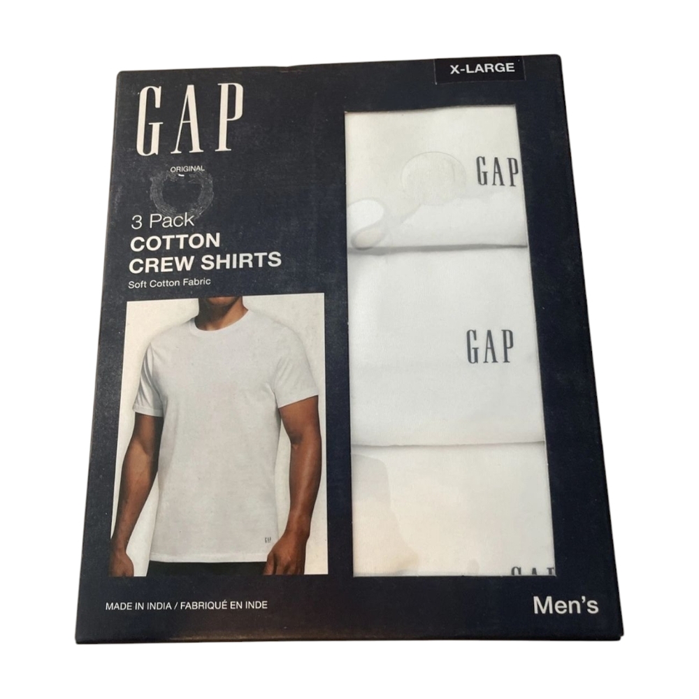GAP Men's White Cotton Crew Shirts - 3 Pack